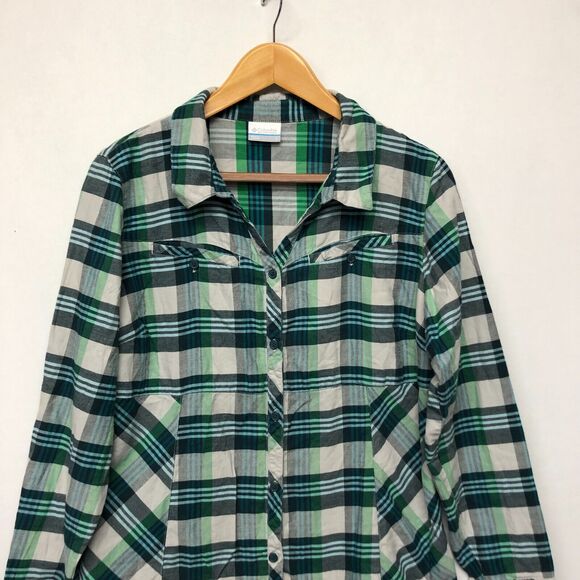 Columbia Women Long Sleeve Button Up Shirt Blouse Top Size Large Plaid M135 -1 - Picture 9 of 13